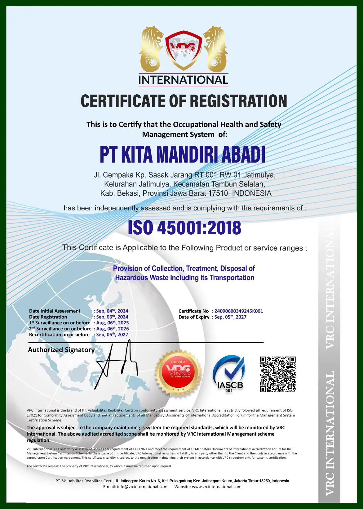PT Kita Mandiri Abadi - Pengangkutan dan Pengolahan Limbah B3